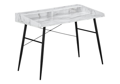 47" White and Black Faux Marble Wood and Iron Parsons Writing Desk HomeRoots