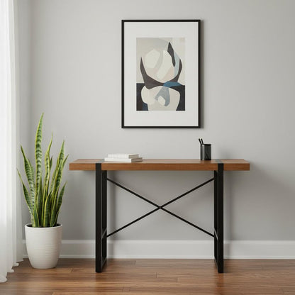 49" Brown and Black Computer Desk HomeRoots