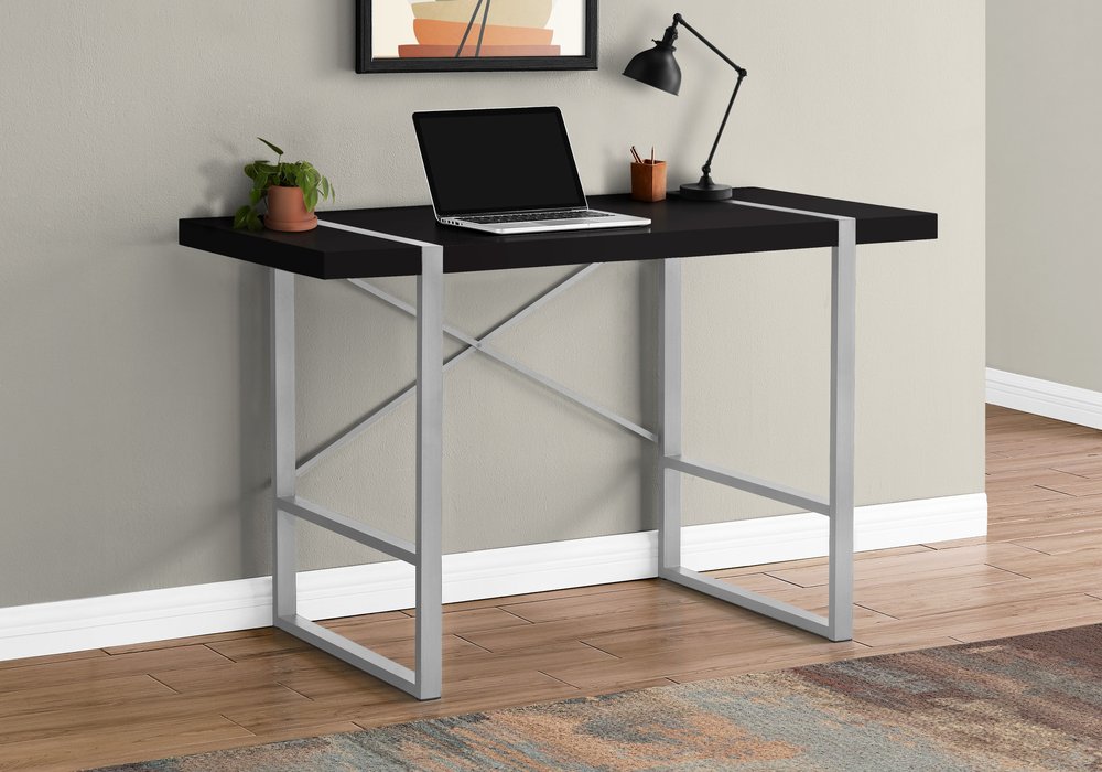 49" Black and Silver Computer Desk HomeRoots