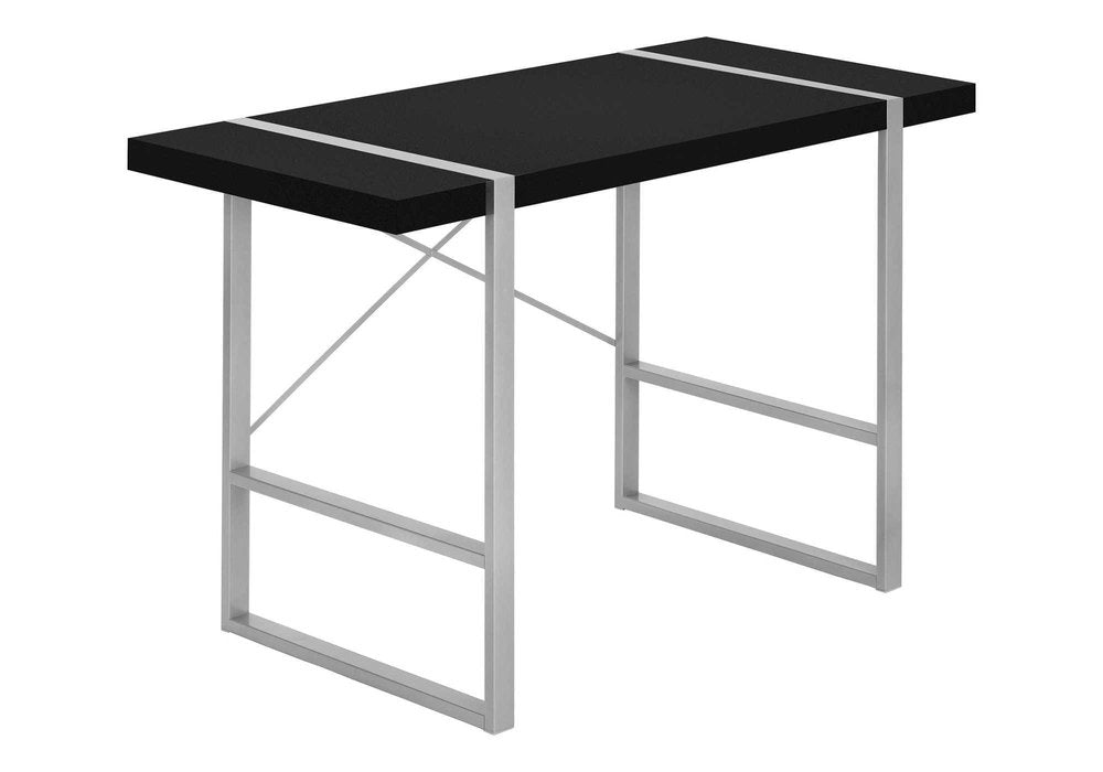 49" Black and Silver Computer Desk HomeRoots