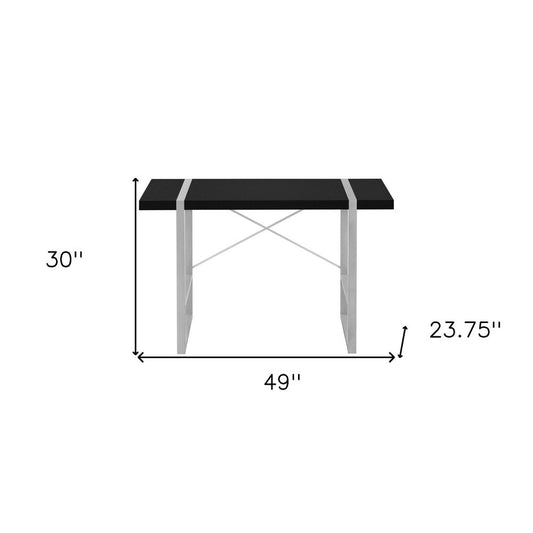 49" Black and Silver Computer Desk HomeRoots