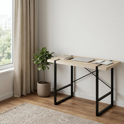 49" Natural and Black Computer Desk HomeRoots
