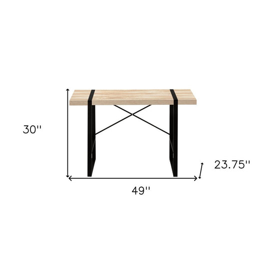 49" Natural and Black Computer Desk HomeRoots