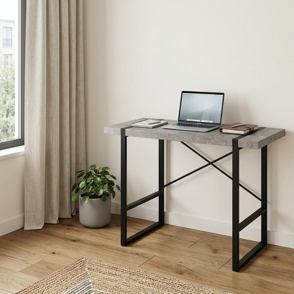 49" Gray and Black Computer Desk HomeRoots