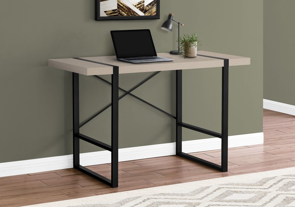 49" Taupe and Black Computer Desk HomeRoots