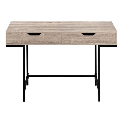 47" Taupe and Black Wood and Metal H-Shape Computer Desk With Two Drawers HomeRoots