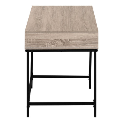 47" Taupe and Black Wood and Metal H-Shape Computer Desk With Two Drawers HomeRoots