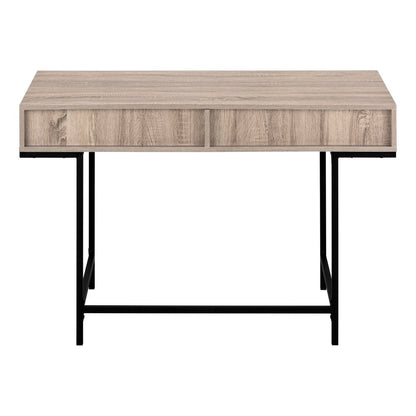 47" Taupe and Black Wood and Metal H-Shape Computer Desk With Two Drawers HomeRoots