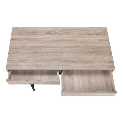 47" Taupe and Black Wood and Metal H-Shape Computer Desk With Two Drawers HomeRoots