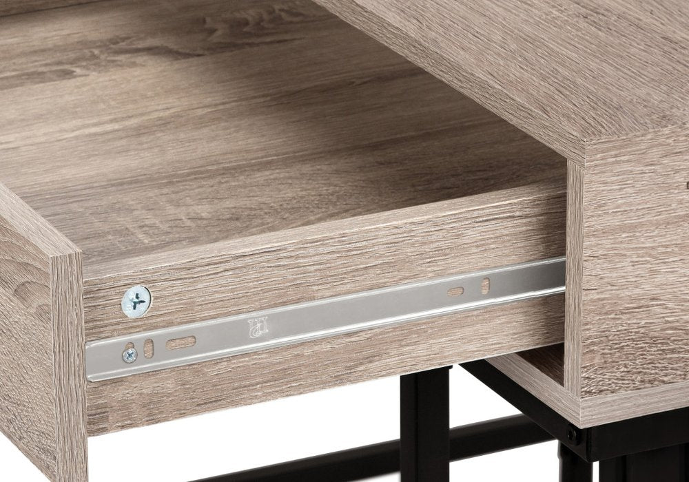 47" Taupe and Black Wood and Metal H-Shape Computer Desk With Two Drawers HomeRoots