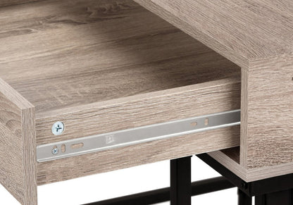 47" Taupe and Black Wood and Metal H-Shape Computer Desk With Two Drawers HomeRoots