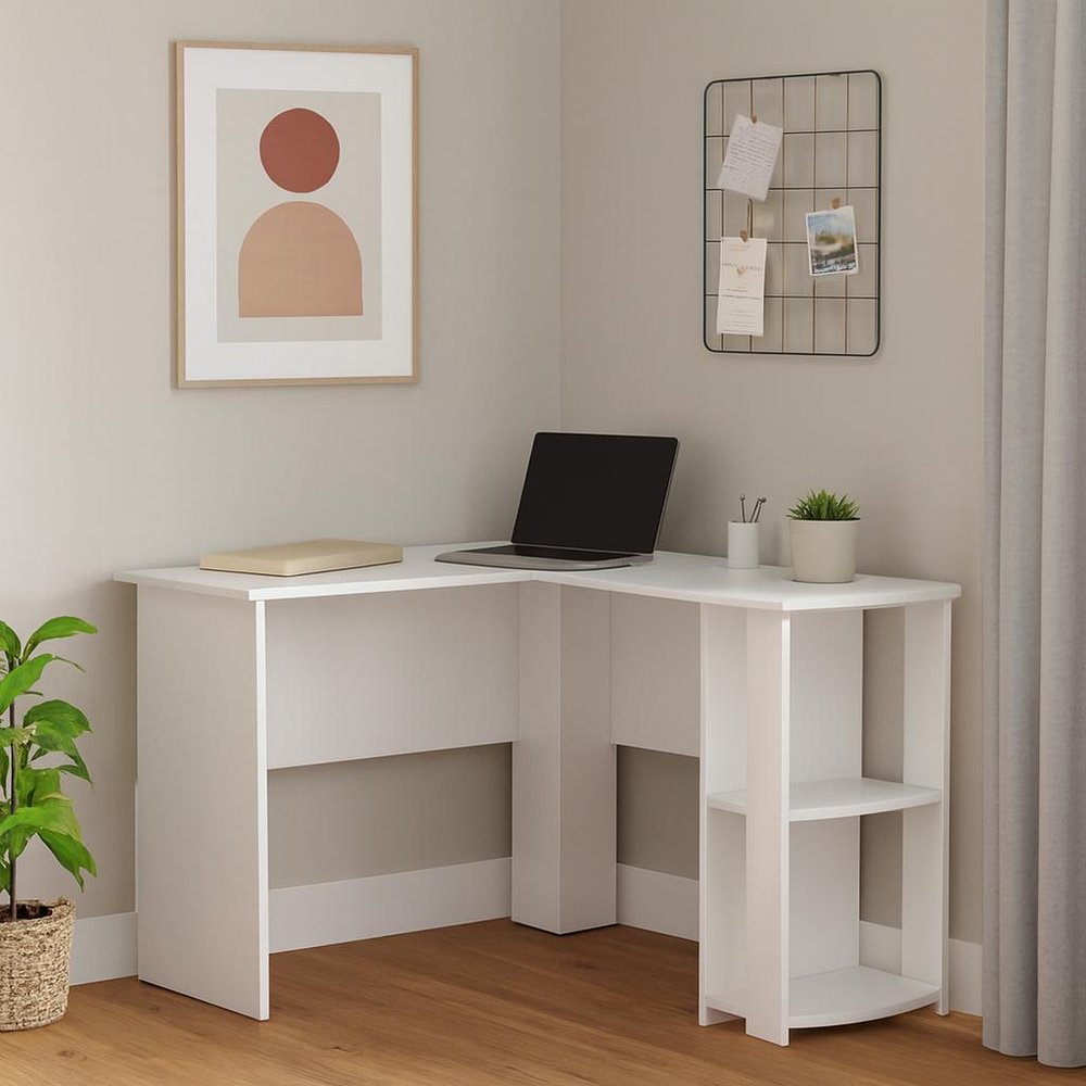 47" White Wood Corner Computer Desk — view 8