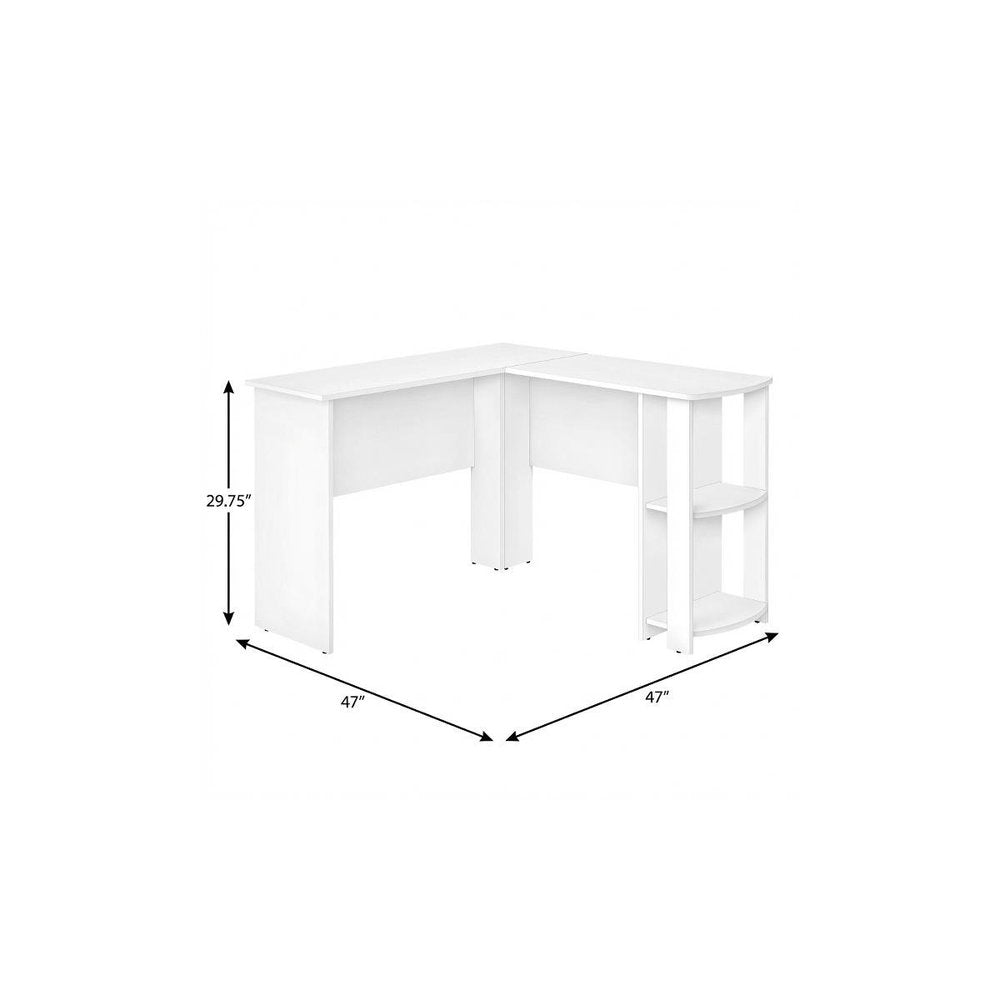 47" White Wood Corner Computer Desk — view 9