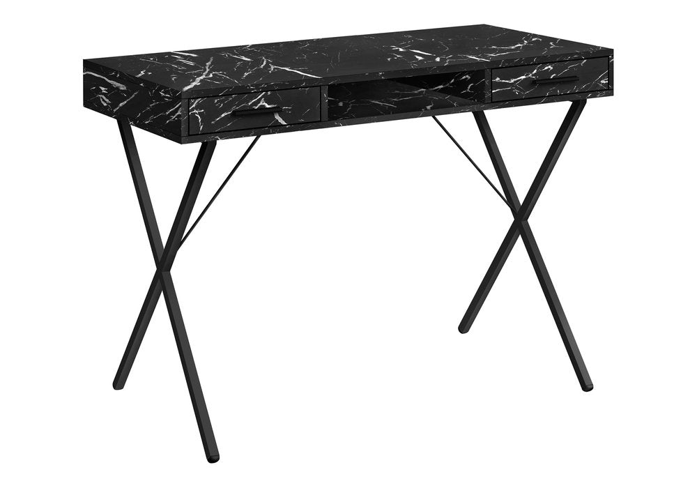 42" Black and White and Black Computer Desk With Two Drawers HomeRoots