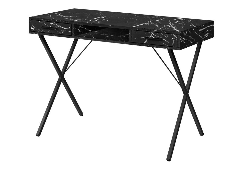42" Black and White and Black Computer Desk With Two Drawers HomeRoots