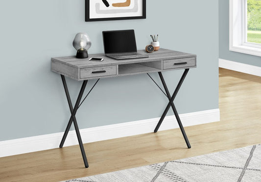 42" Gray and Black Computer Desk With Two Drawers HomeRoots