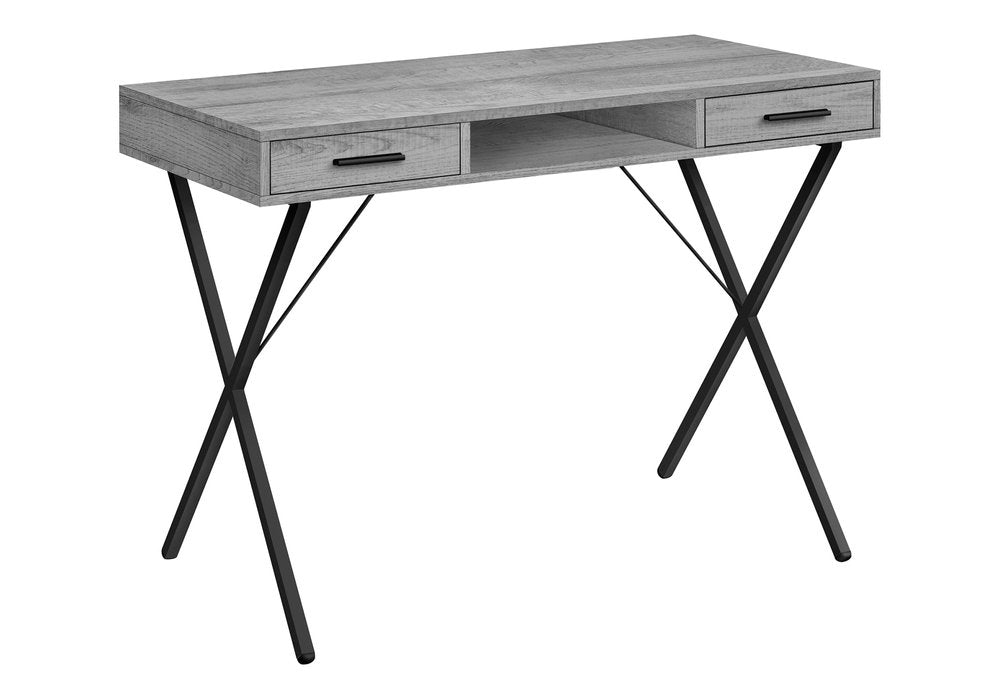 42" Gray and Black Computer Desk With Two Drawers HomeRoots