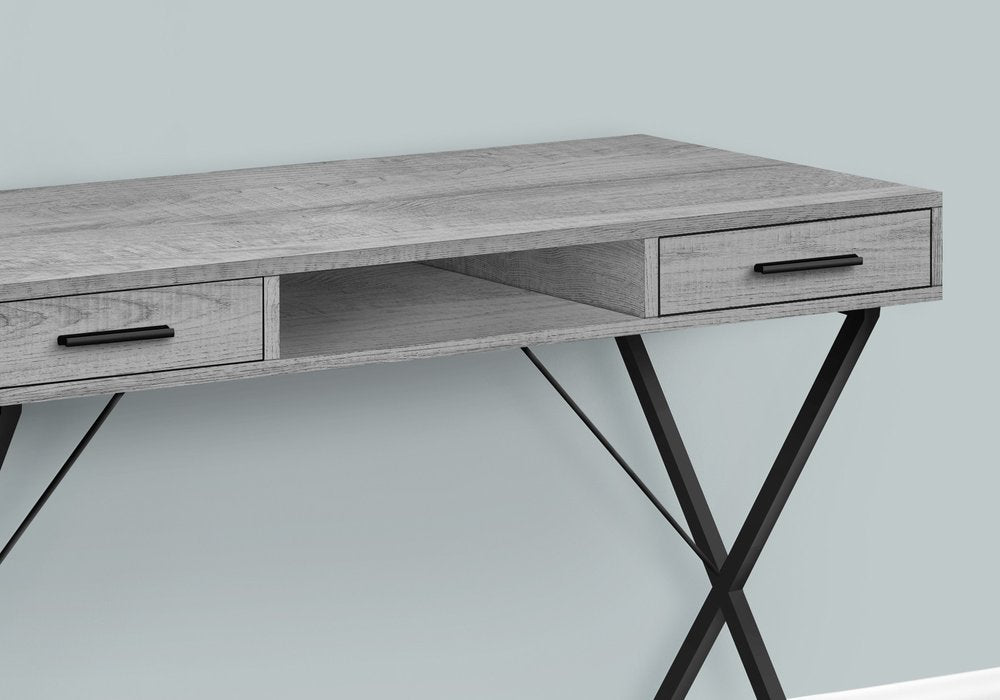 42" Gray and Black Computer Desk With Two Drawers HomeRoots