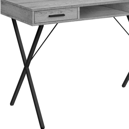 42" Gray and Black Computer Desk With Two Drawers HomeRoots