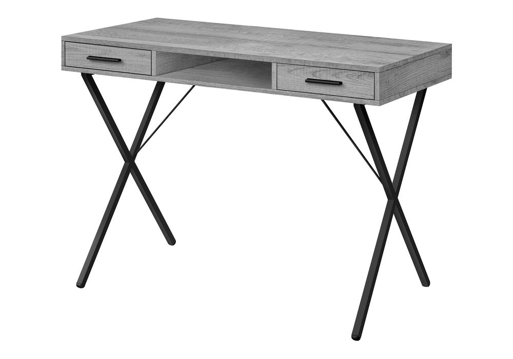 42" Gray and Black Computer Desk With Two Drawers HomeRoots