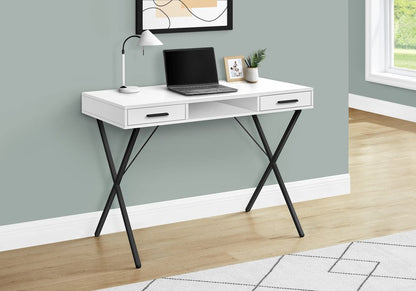 42" White and Black Computer Desk With Two Drawers HomeRoots