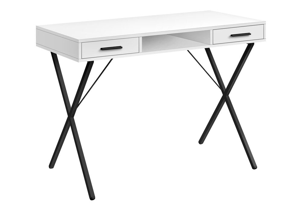42" White and Black Computer Desk With Two Drawers HomeRoots