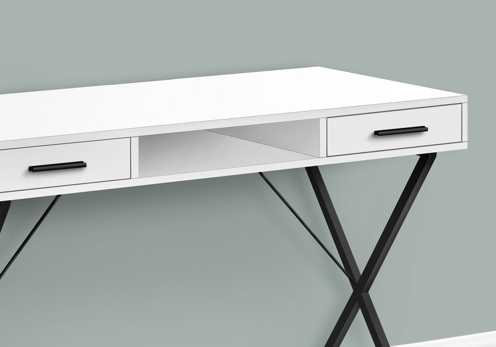 42" White and Black Computer Desk With Two Drawers HomeRoots