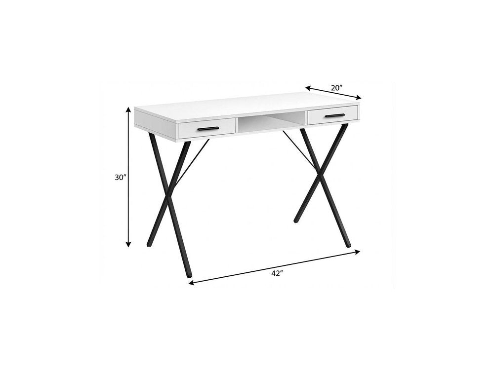 42" White and Black Computer Desk With Two Drawers HomeRoots