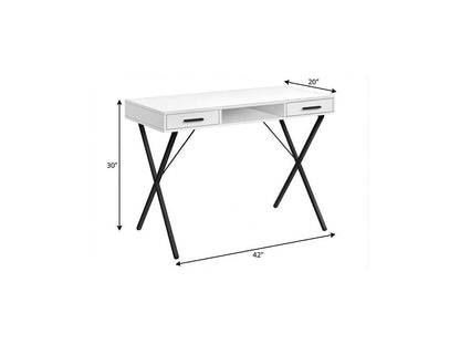 42" White and Black Computer Desk With Two Drawers HomeRoots