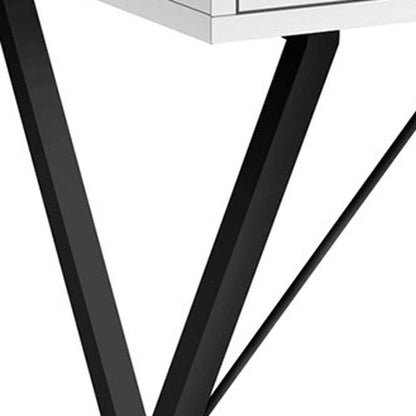 42" White and Black Computer Desk With Two Drawers HomeRoots