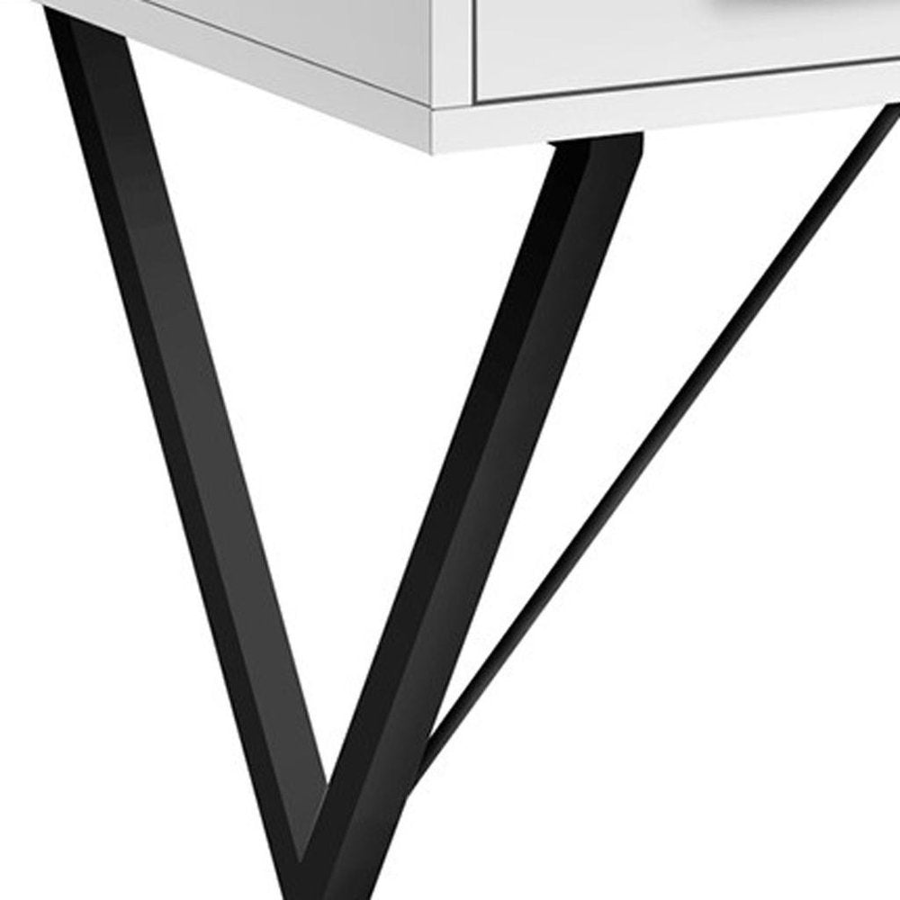 42" White and Black Computer Desk With Two Drawers HomeRoots