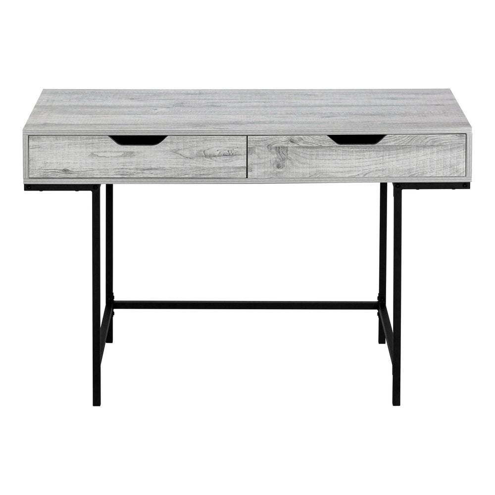 47" Gray and Black Wood and Metal H-Shape Computer Desk With Two Drawers HomeRoots