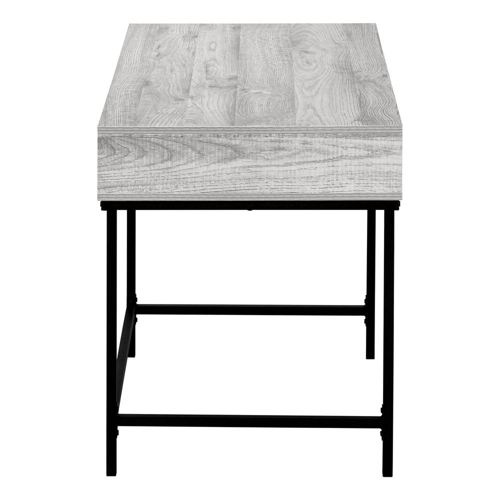 47" Gray and Black Wood and Metal H-Shape Computer Desk With Two Drawers HomeRoots