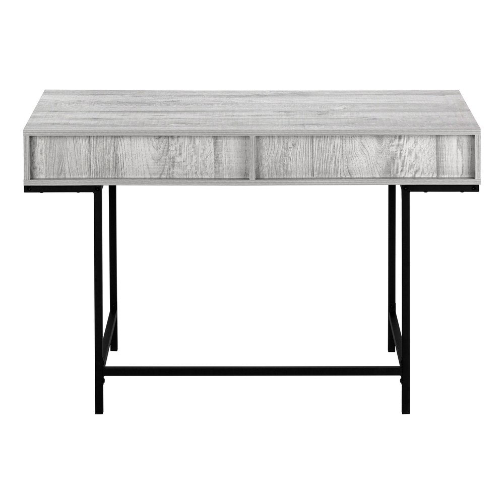 47" Gray and Black Wood and Metal H-Shape Computer Desk With Two Drawers HomeRoots