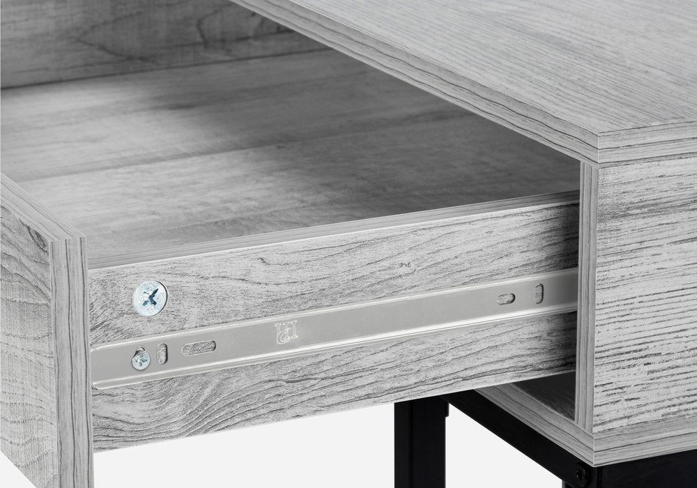 47" Gray and Black Wood and Metal H-Shape Computer Desk With Two Drawers — view 9