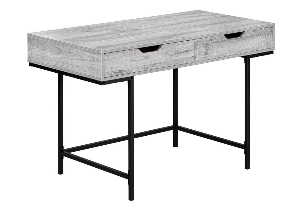 47" Gray and Black Wood and Metal H-Shape Computer Desk With Two Drawers — view 3