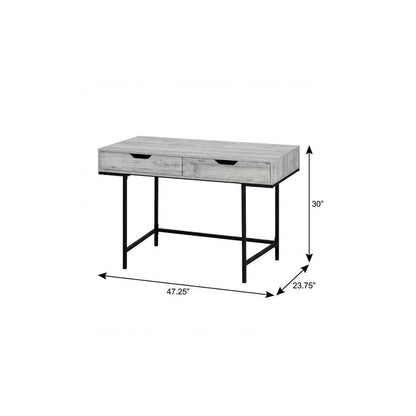 47" Gray and Black Wood and Metal H-Shape Computer Desk With Two Drawers HomeRoots
