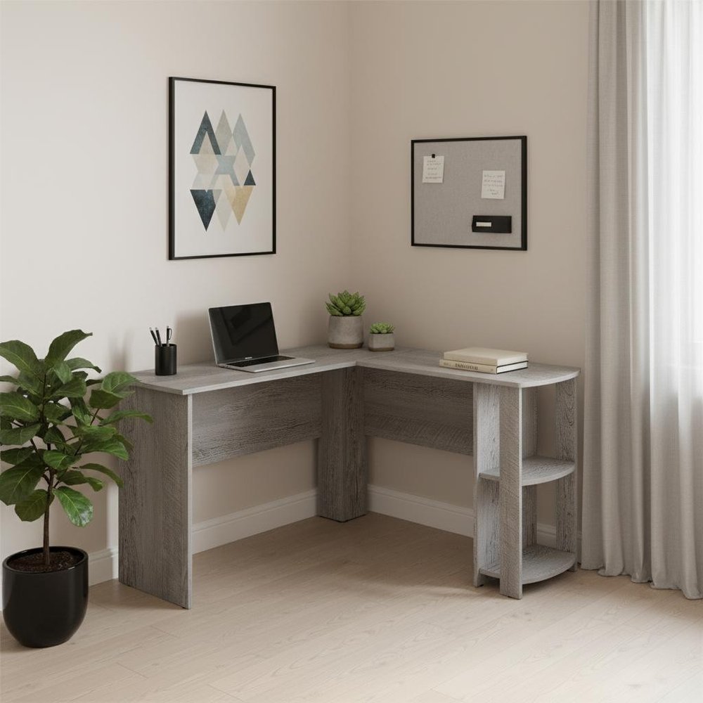 47" Gray Wood Corner Computer Desk — view 7