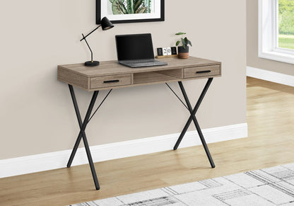 42" Taupe and Black Computer Desk With Two Drawers HomeRoots