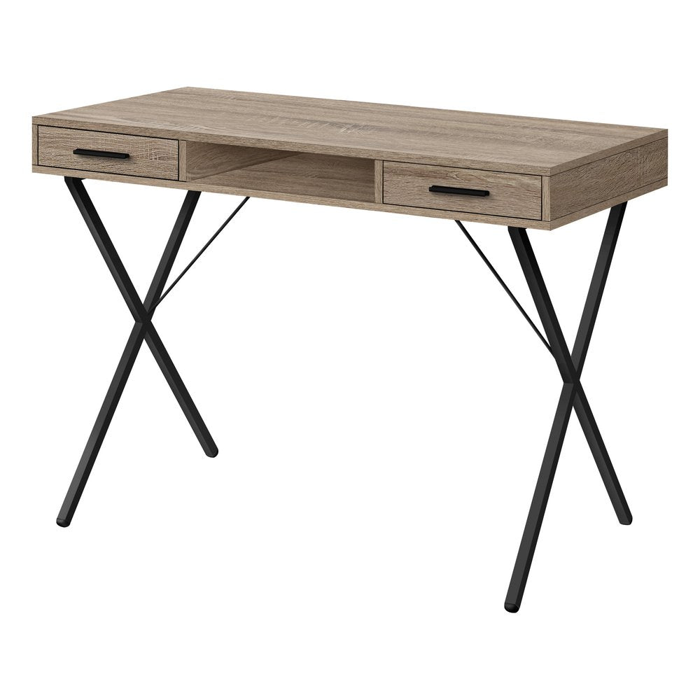 42" Taupe and Black Computer Desk With Two Drawers HomeRoots