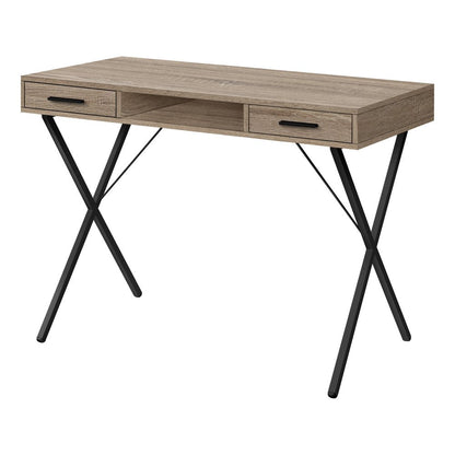 42" Taupe and Black Computer Desk With Two Drawers HomeRoots