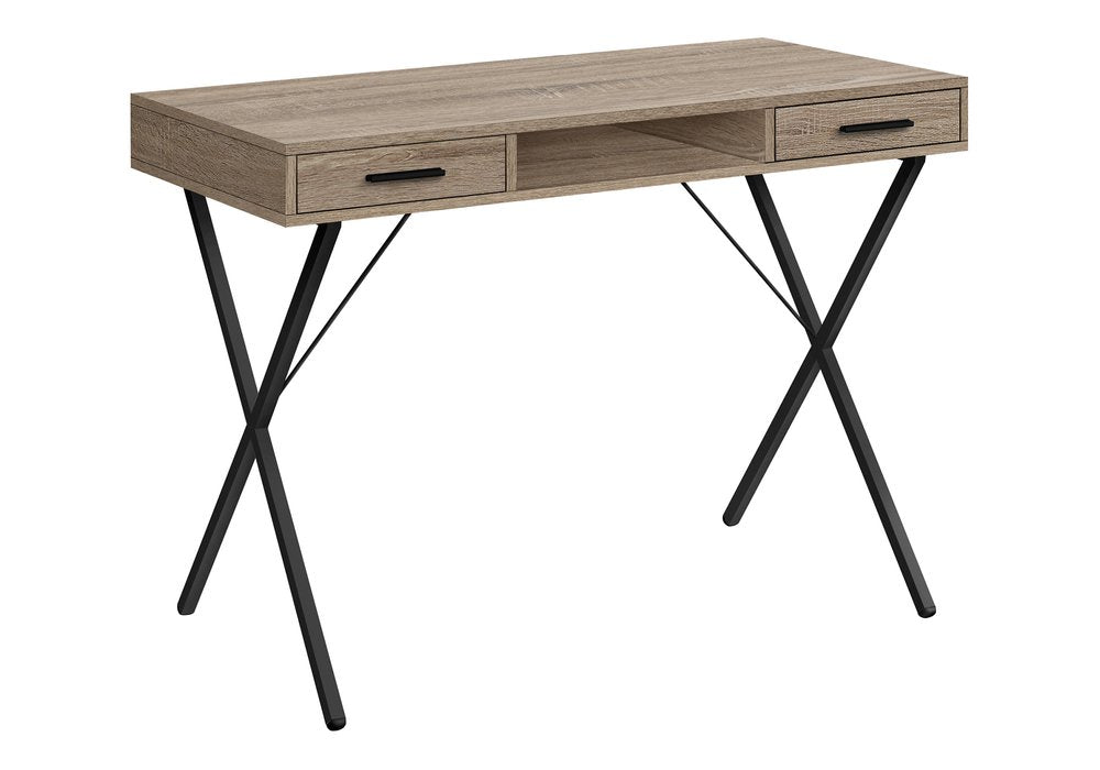 42" Taupe and Black Computer Desk With Two Drawers HomeRoots