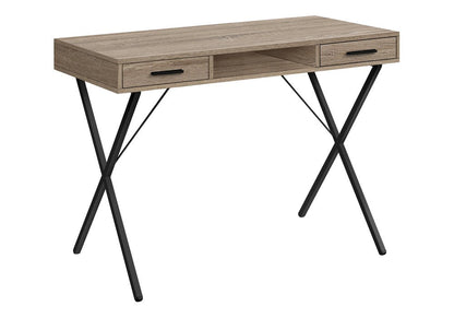 42" Taupe and Black Computer Desk With Two Drawers HomeRoots
