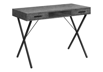 42" Gray and Black Wood and Metal x-Shape Computer Desk With Two Drawers HomeRoots