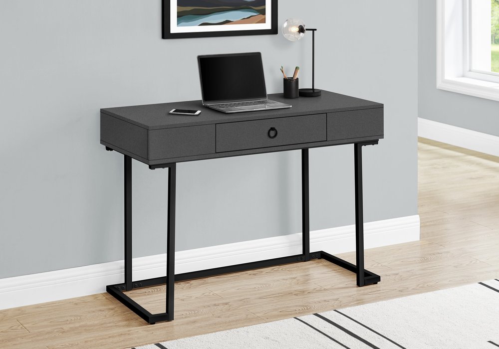 42" Gray and Black Wood and Metal Sled Computer Desk — view 1
