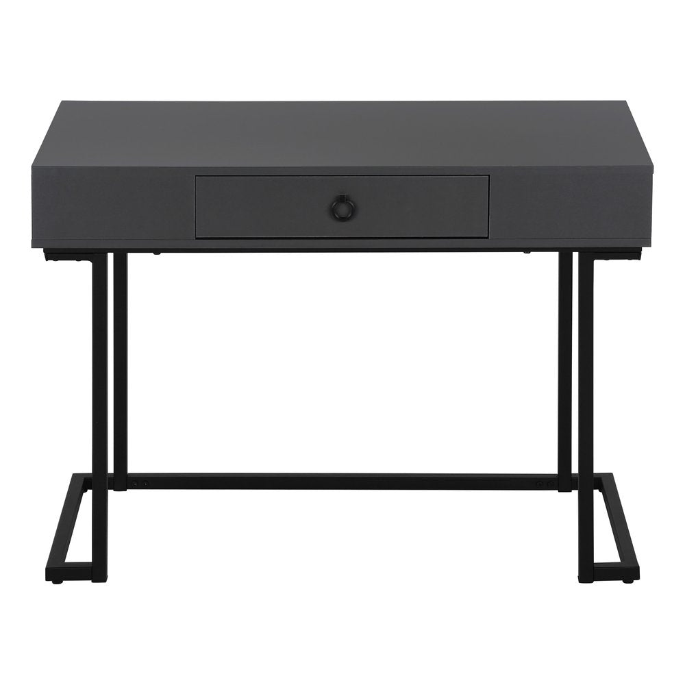 42" Gray and Black Wood and Metal Sled Computer Desk HomeRoots