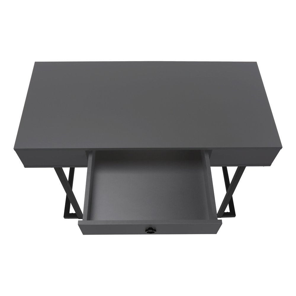 42" Gray and Black Wood and Metal Sled Computer Desk HomeRoots