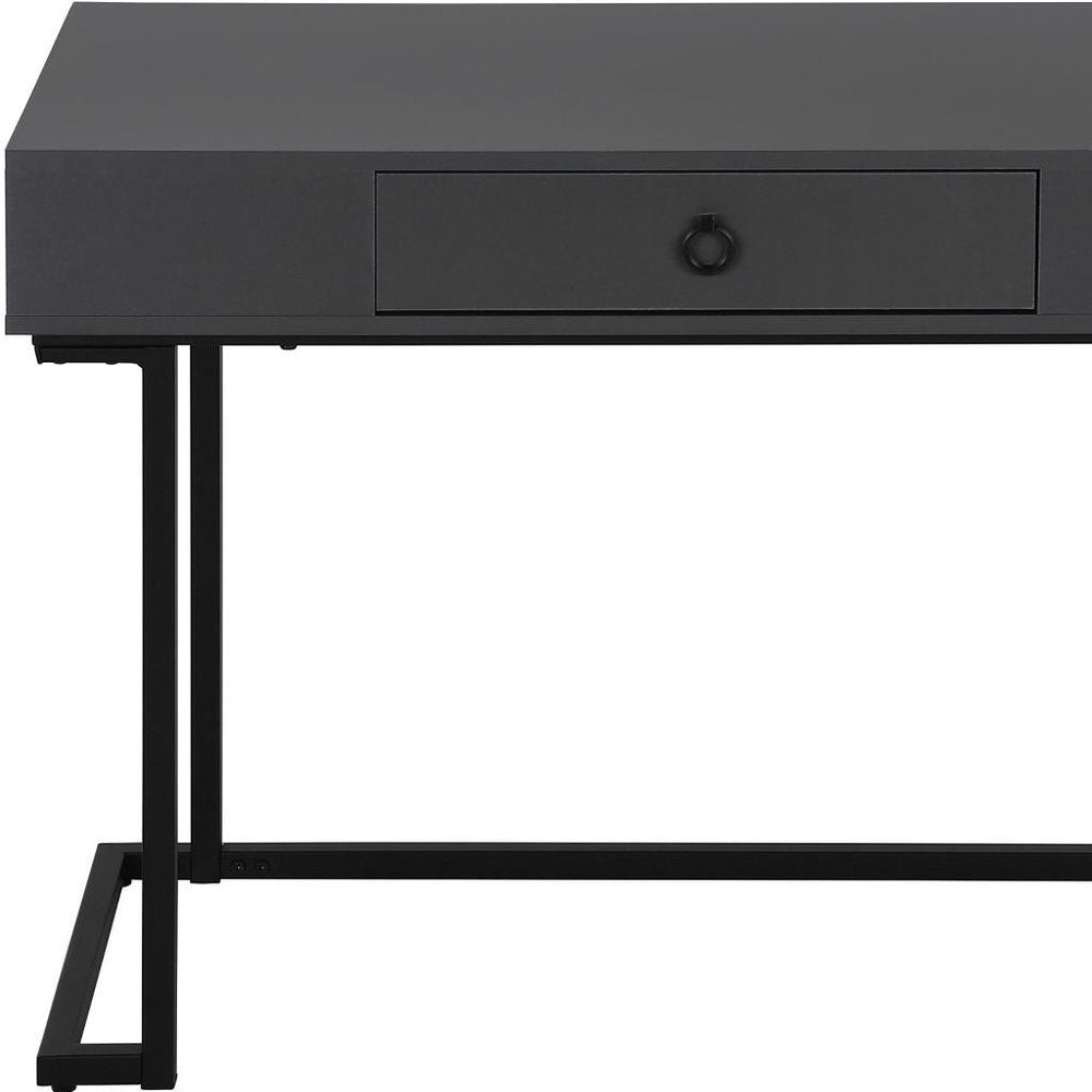 42" Gray and Black Wood and Metal Sled Computer Desk — view 10