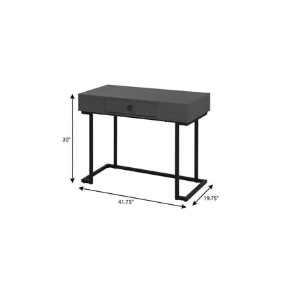 42" Gray and Black Wood and Metal Sled Computer Desk HomeRoots