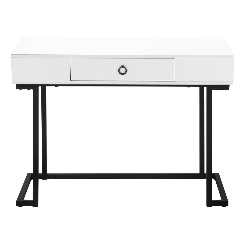 42" White and Black Wood and Metal Sled Computer Desk HomeRoots
